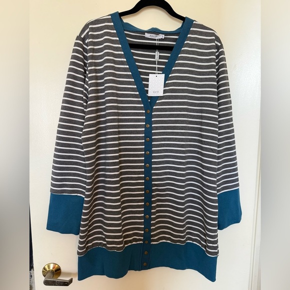 NWT Haute Edition Stripe Snap Front Cardigan in Size 3X - Picture 1 of 7